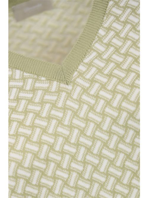 Maglia in cotone e lino The Verde/Bianco DRUMOHR | L2B481BU 00001B49